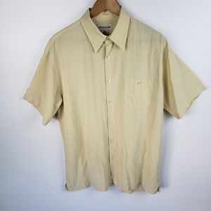 Pronto Uomo Mens Shirt XL Yellow Grid Button Front